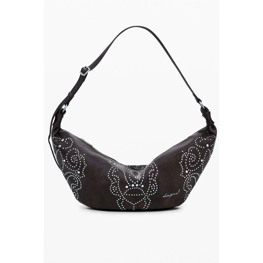 Desigual Brown Polyethylene Women Handbag - Half-Moon Bags