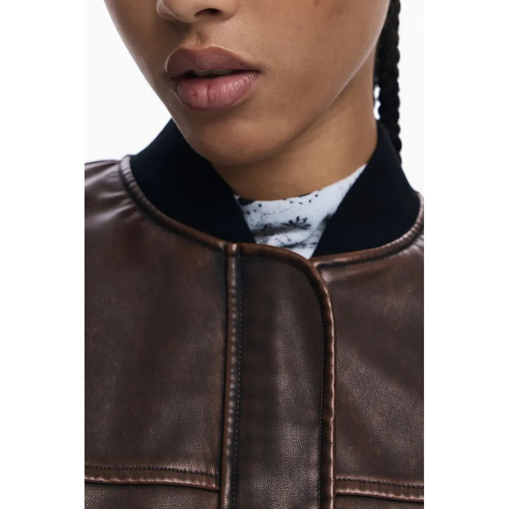 Desigual Brown Polyethylene Women Poncho - One Size