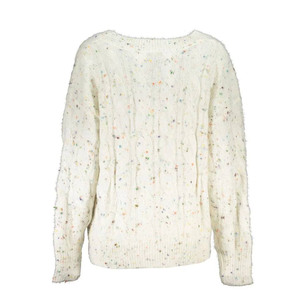 Desigual Chic Contrast V-Neck Sweater with Logo Detail - Sweaters