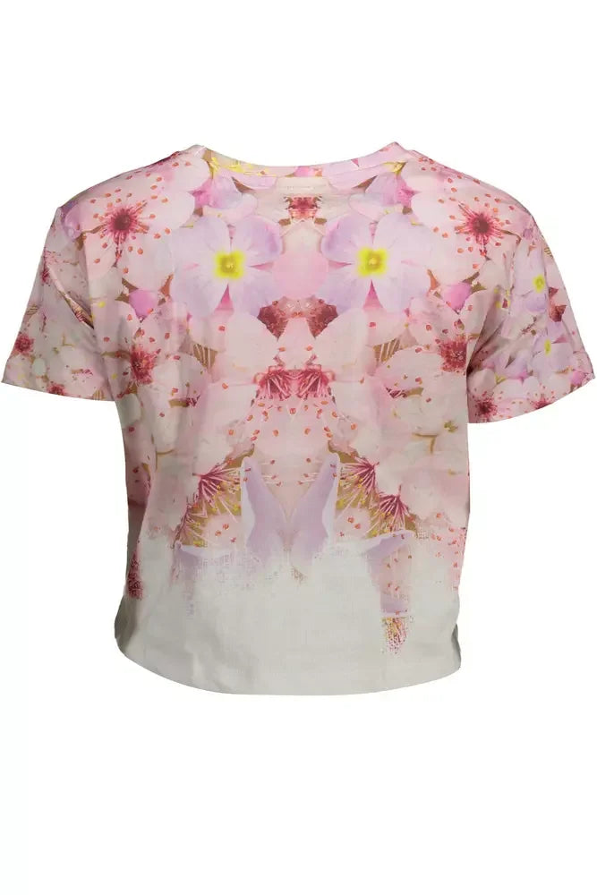 Desigual Chic Pink Embroidered Cotton Tee - M - T-Shirts