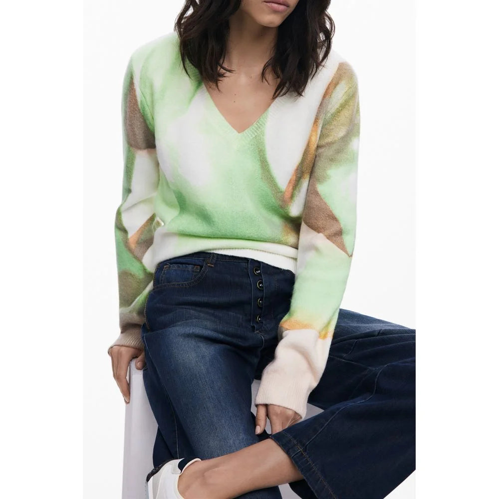 Desigual Green Elastane Sweater - Sweaters