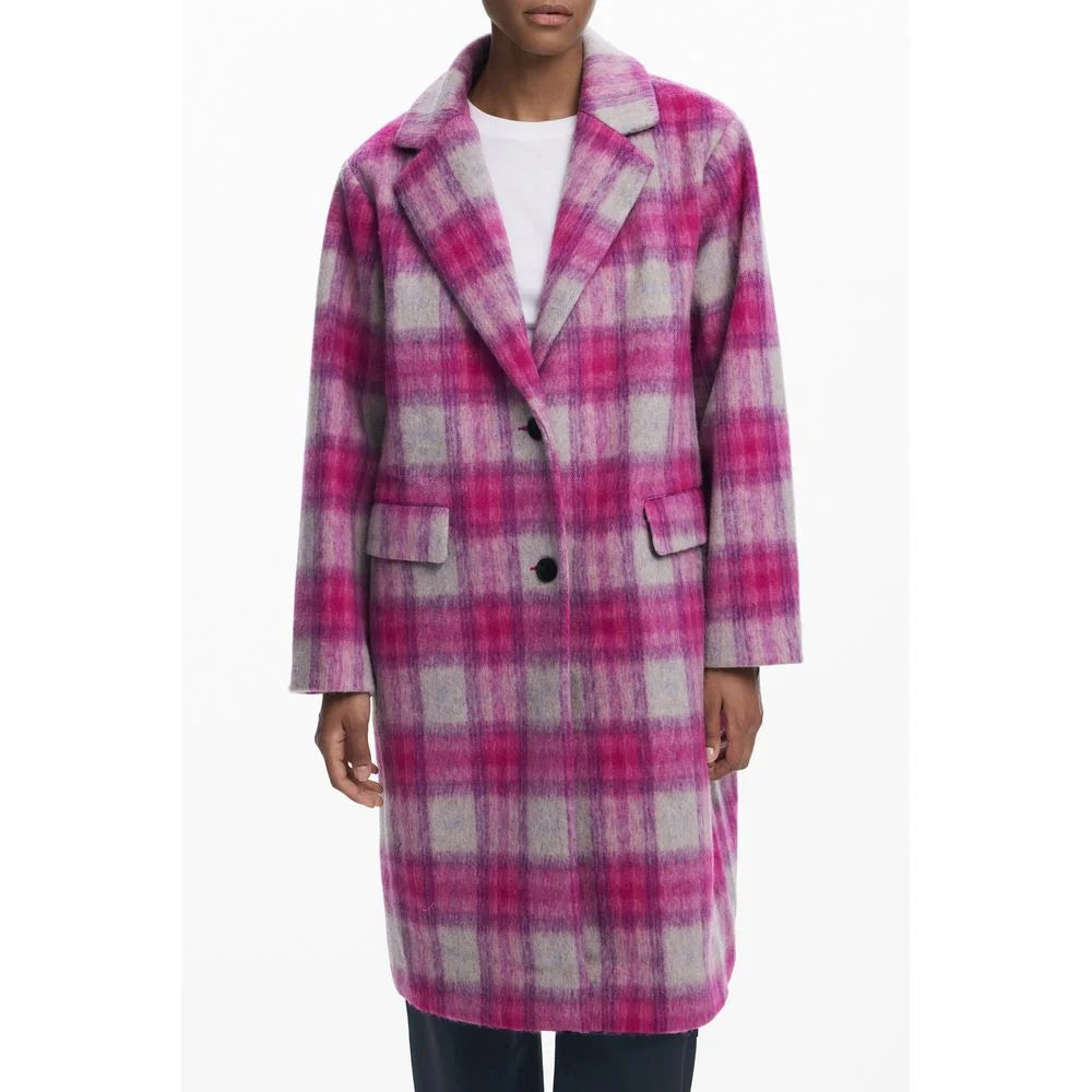 Desigual Pink Wool Women Coat - XS