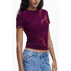 Desigual Purple Elastane T-Shirt - T-Shirts