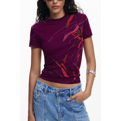 Desigual Purple Elastane T-Shirt - T-Shirts