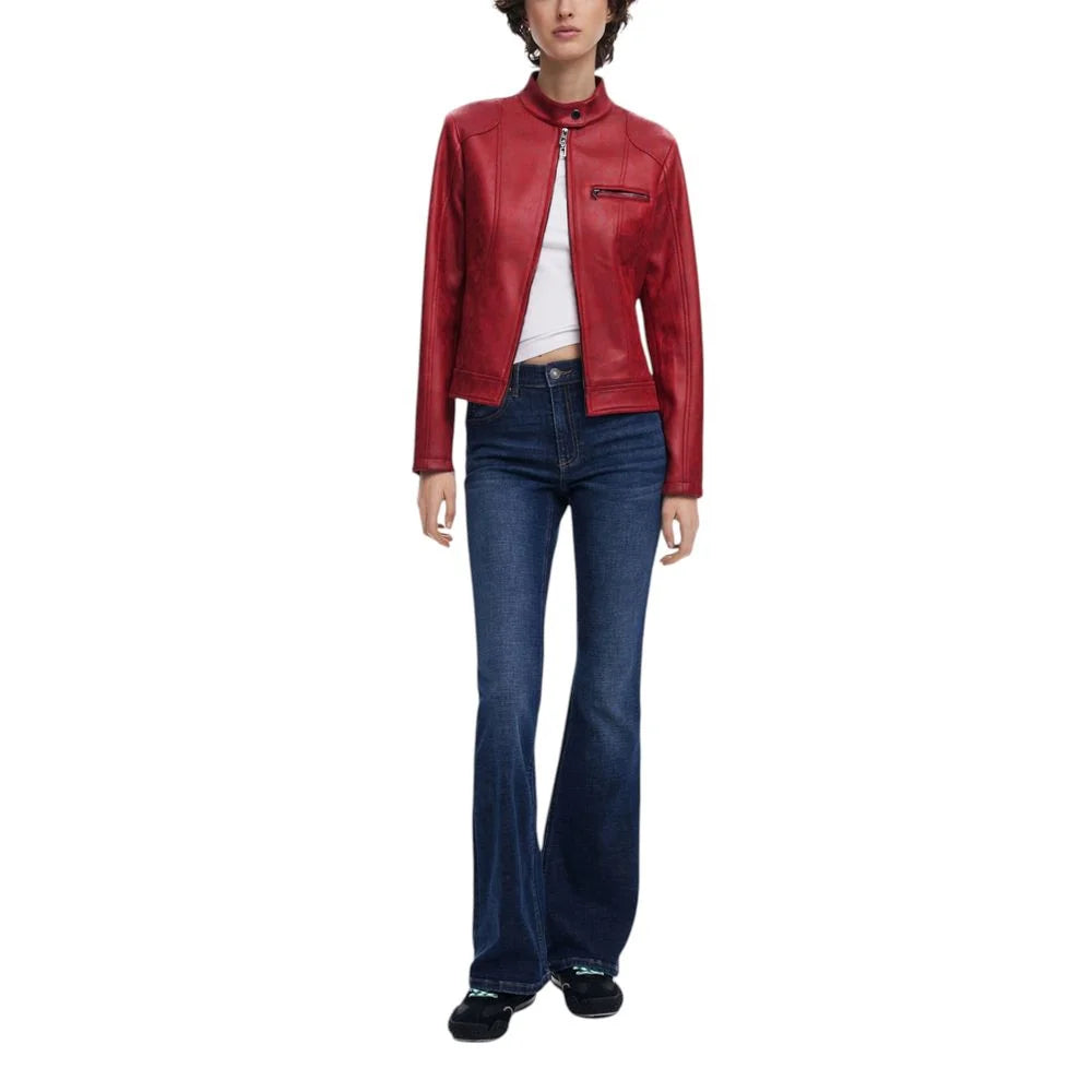 Desigual Red Polyester Bomber - IT40|S