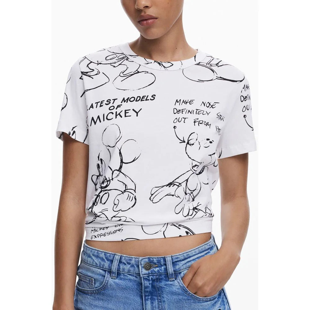 Desigual White Cotton T-Shirt - T-Shirts