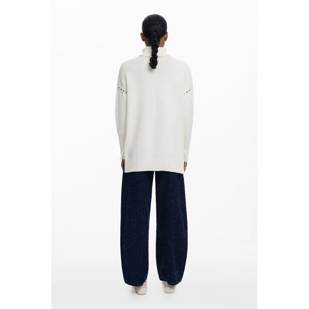 Desigual White Cotton Women Sweater - M