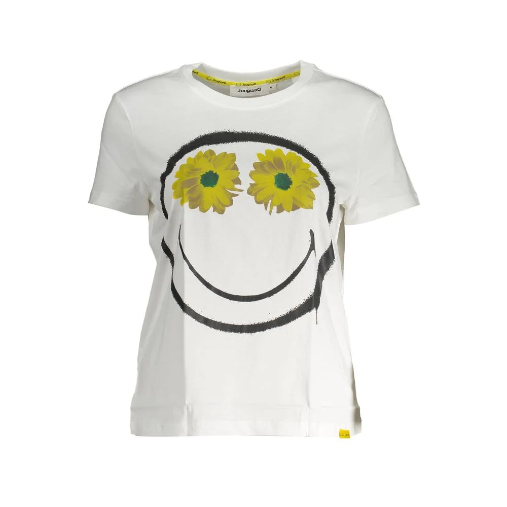 Desigual White Cotton Women T-Shirt - XL