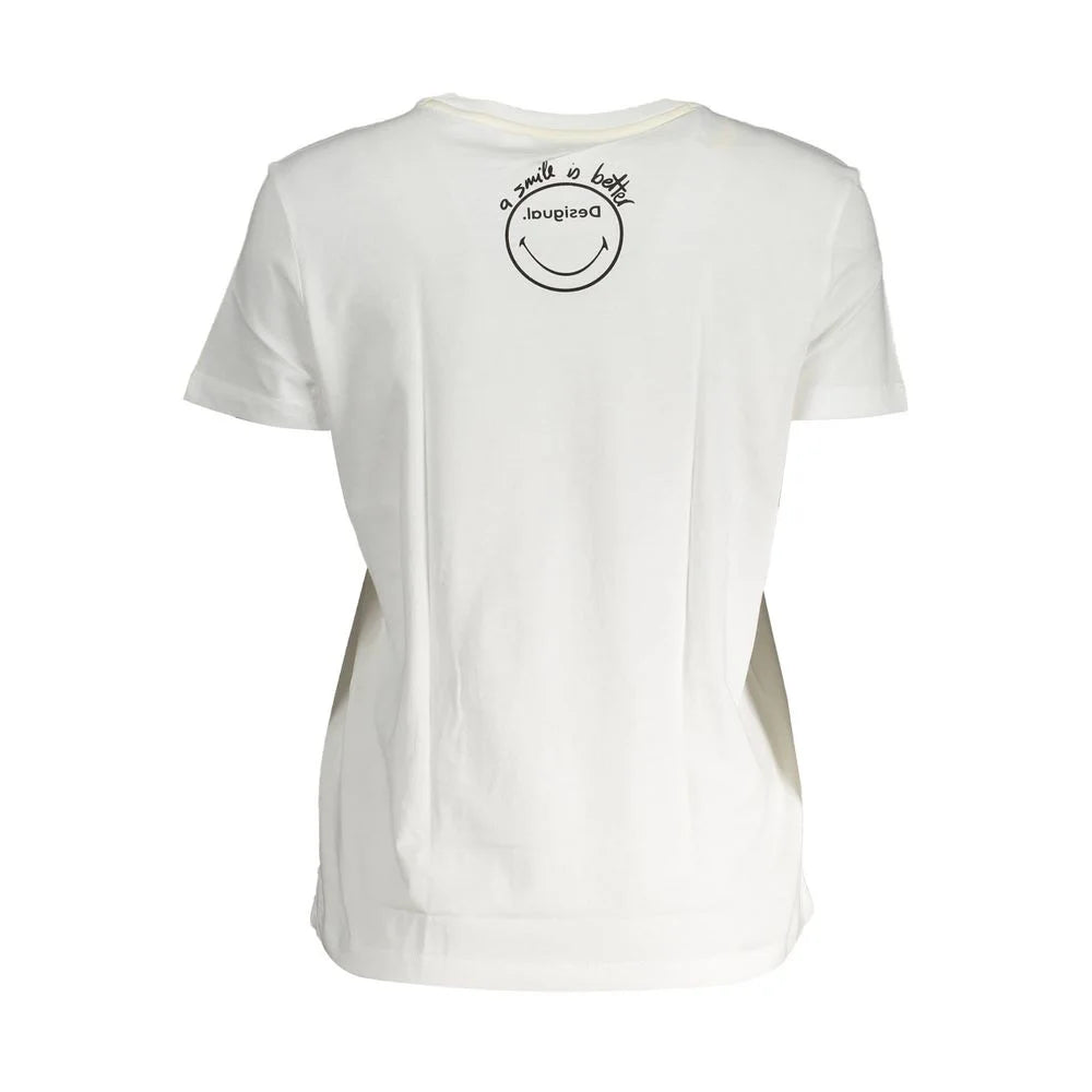 Desigual White Cotton Women T-Shirt - XL