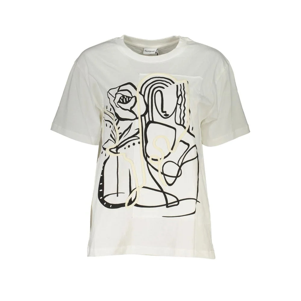 Desigual White Cotton Women T-Shirt - XS - T-Shirts