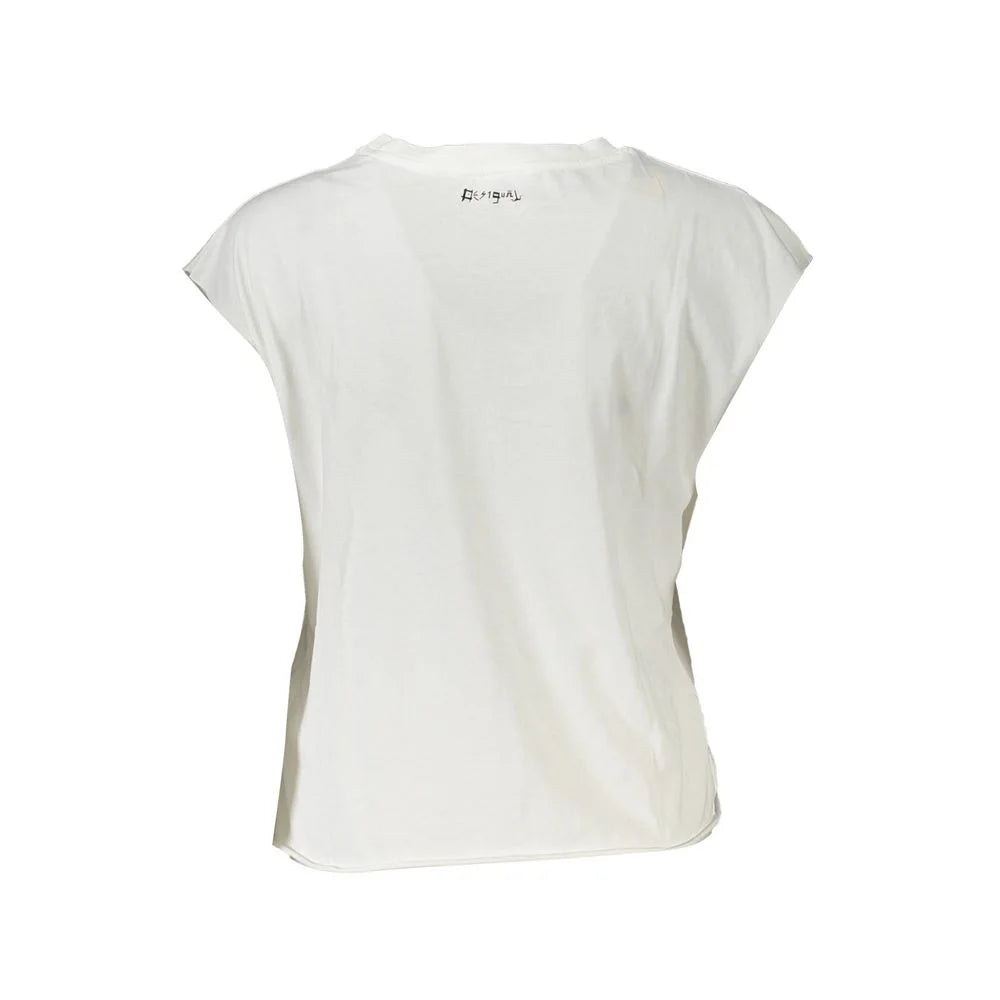 Desigual White Cotton Women Top - L - T-Shirts
