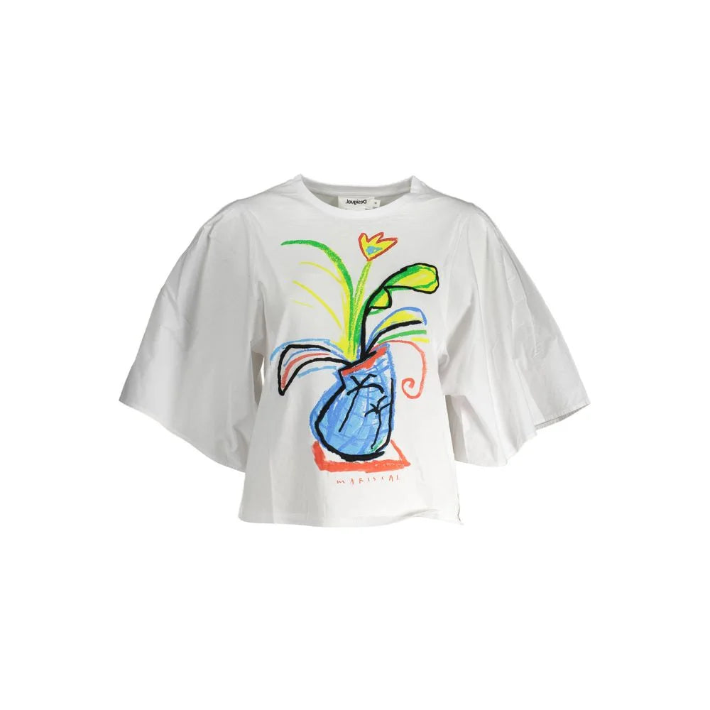 Desigual White Cotton Women Top - T-Shirts