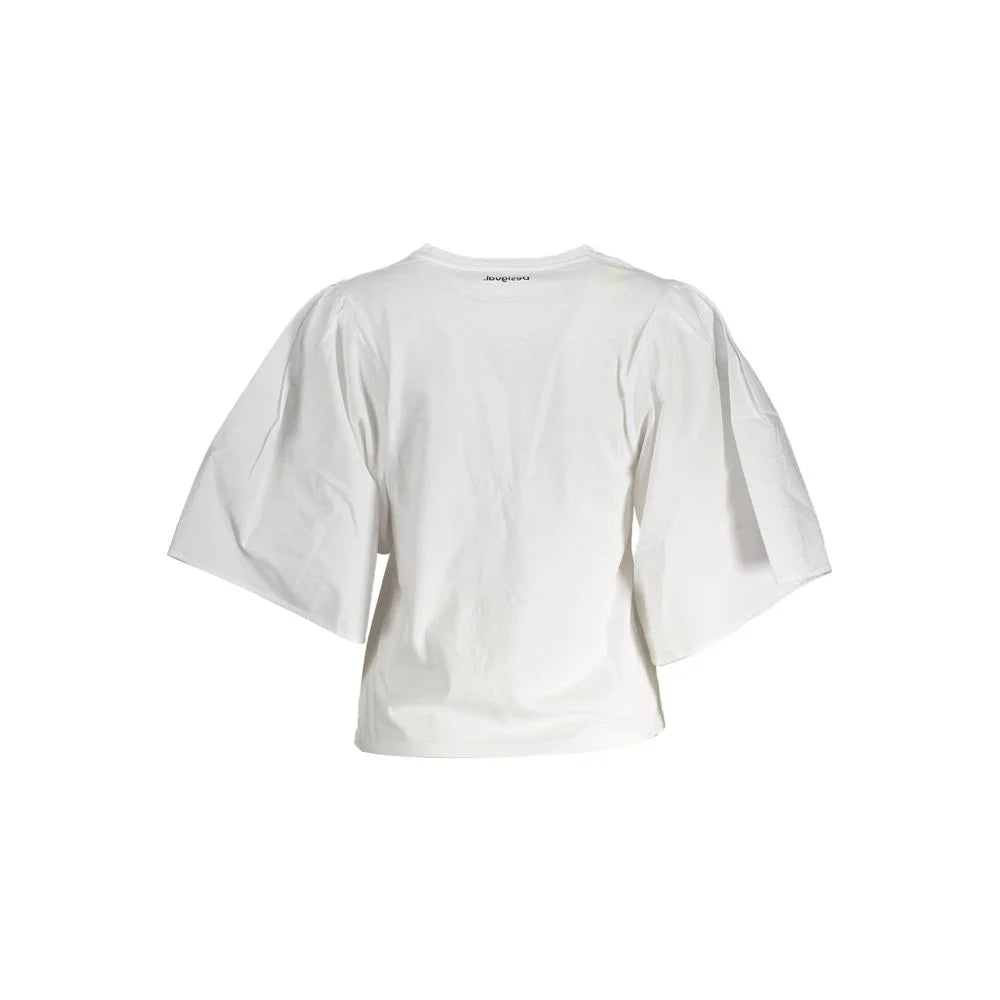 Desigual White Cotton Women Top - T-Shirts