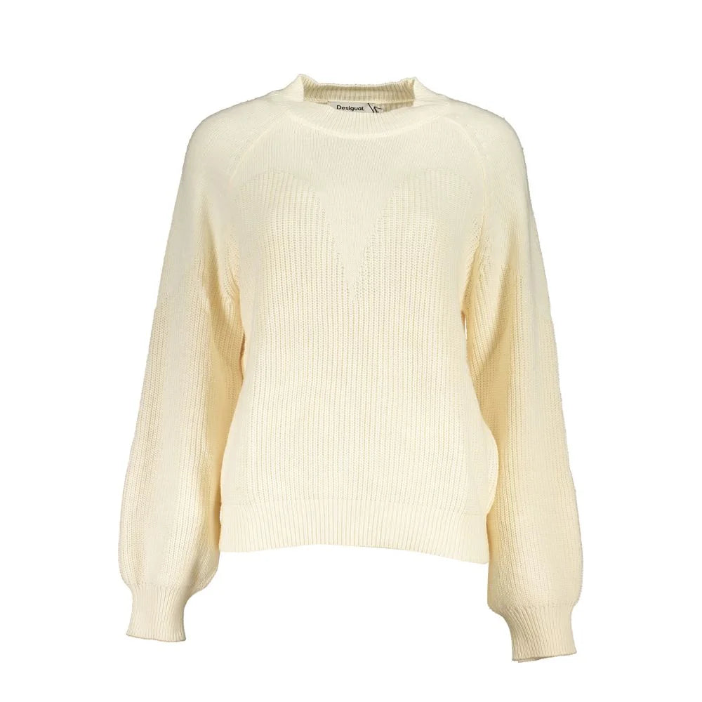Desigual White Fabric Sweater - Sweaters