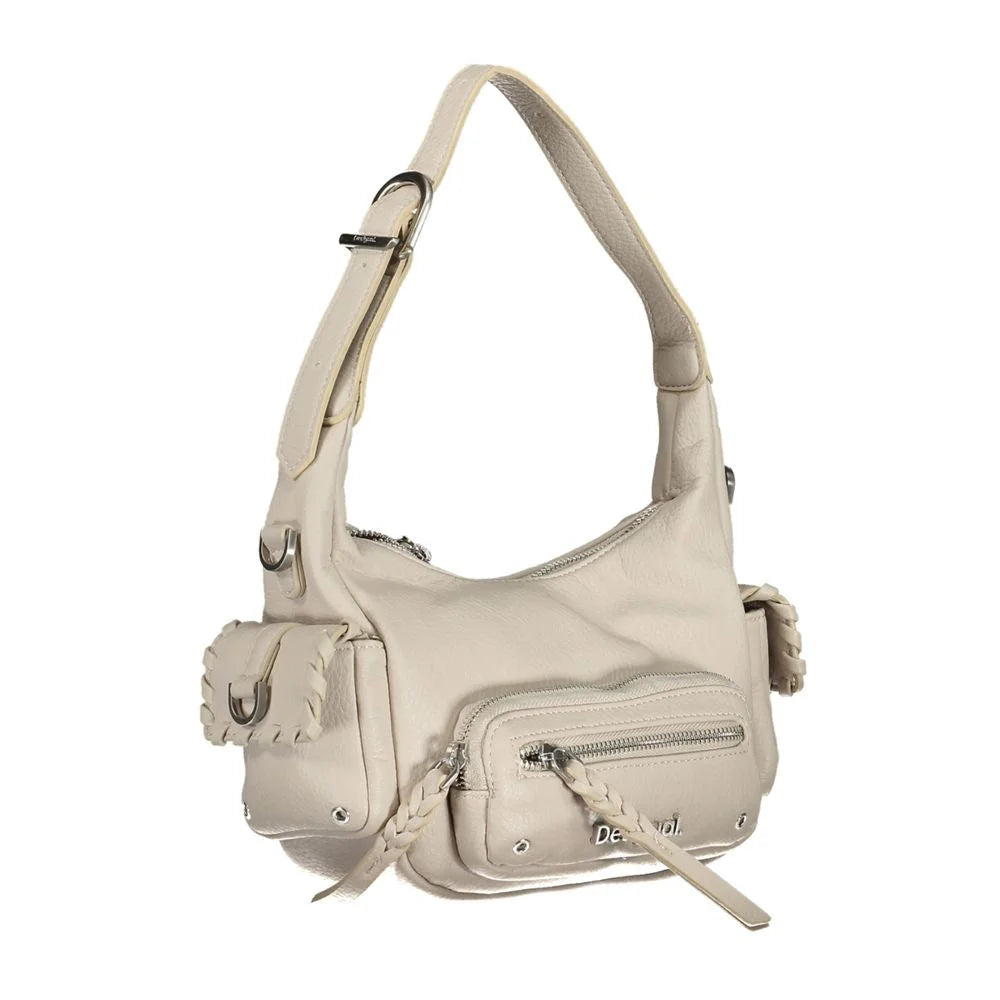 Desigual White Polyethylene Handbag - Half-Moon Bags