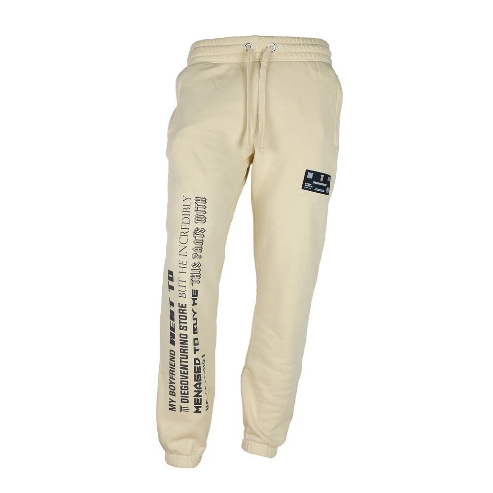 Diego Venturino Beige Cotton Men’s Track Trouser - S - Joggers