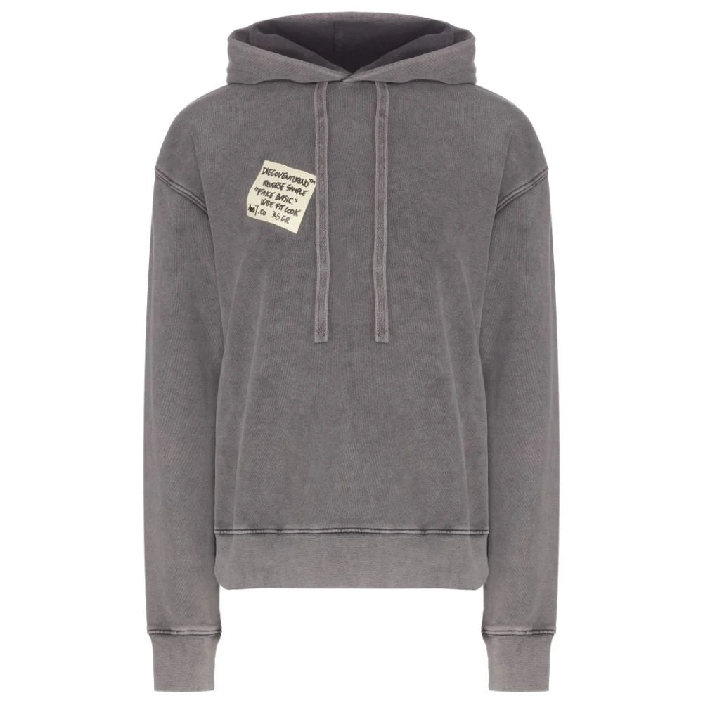 Diego Venturino Gray Cotton Men Hoodie - Hoodies