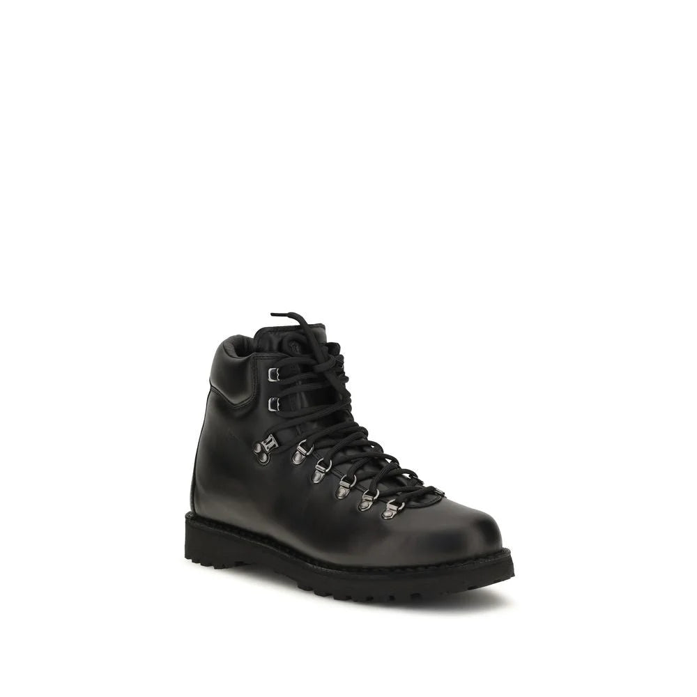 Diemme Black Calf Leather Bos Taurus Lace-Up Boots