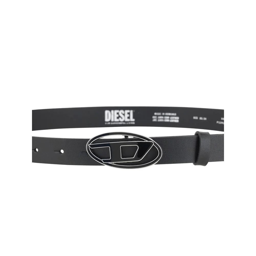 Diesel Black Calf Leather Bos Taurus Regular Belt