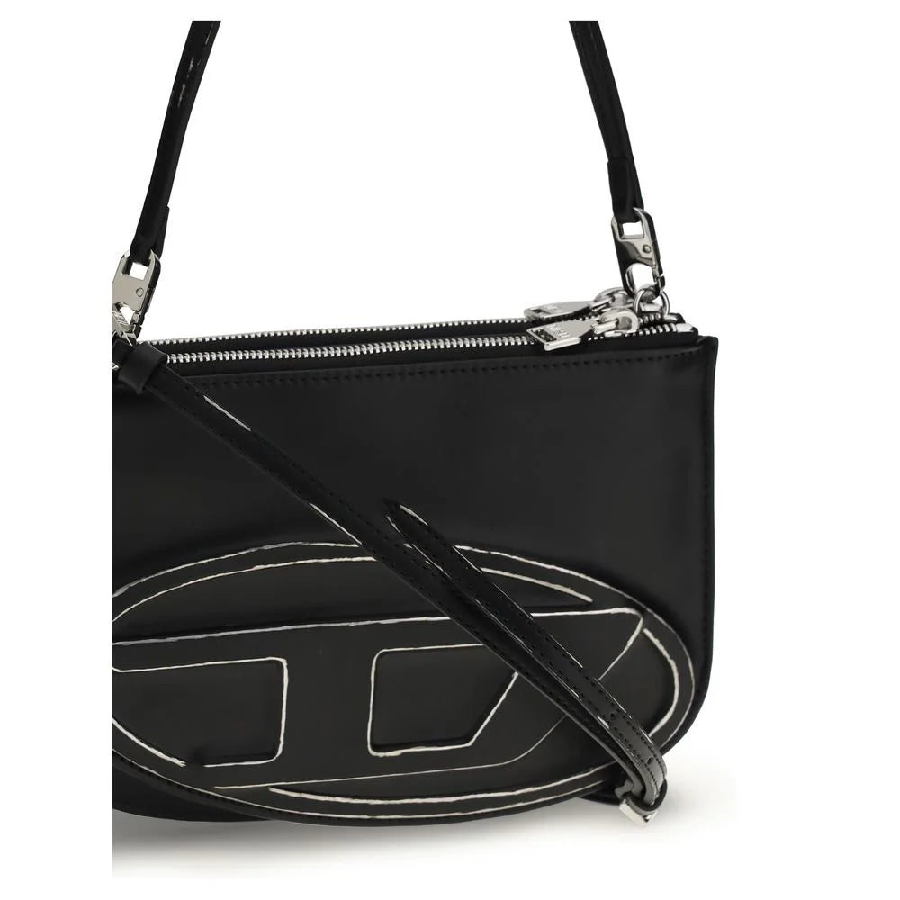 Diesel Black Calf Leather Bos Taurus Shoulder Bag