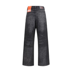 Diesel Black Cotton Relaxed Fit Jeans