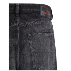Diesel Black Cotton Relaxed Fit Jeans
