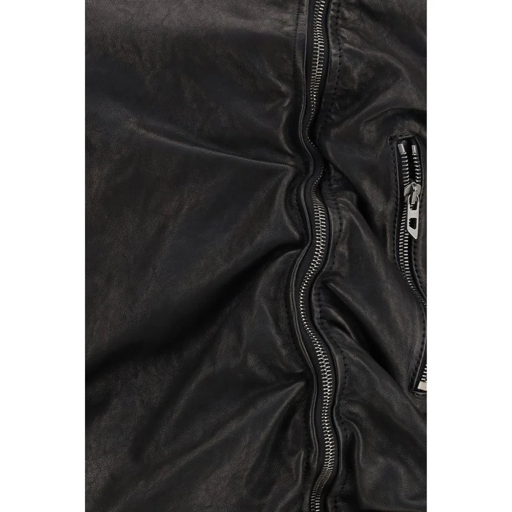 Diesel Black Lamb Leather Biker Jacket - IT40 | M