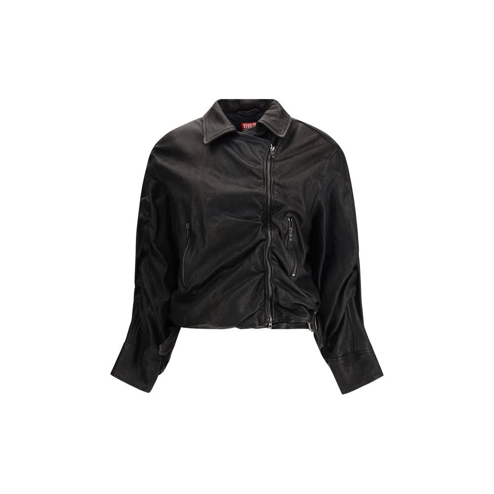Diesel Black Lamb Leather Biker Jacket - IT40 | M