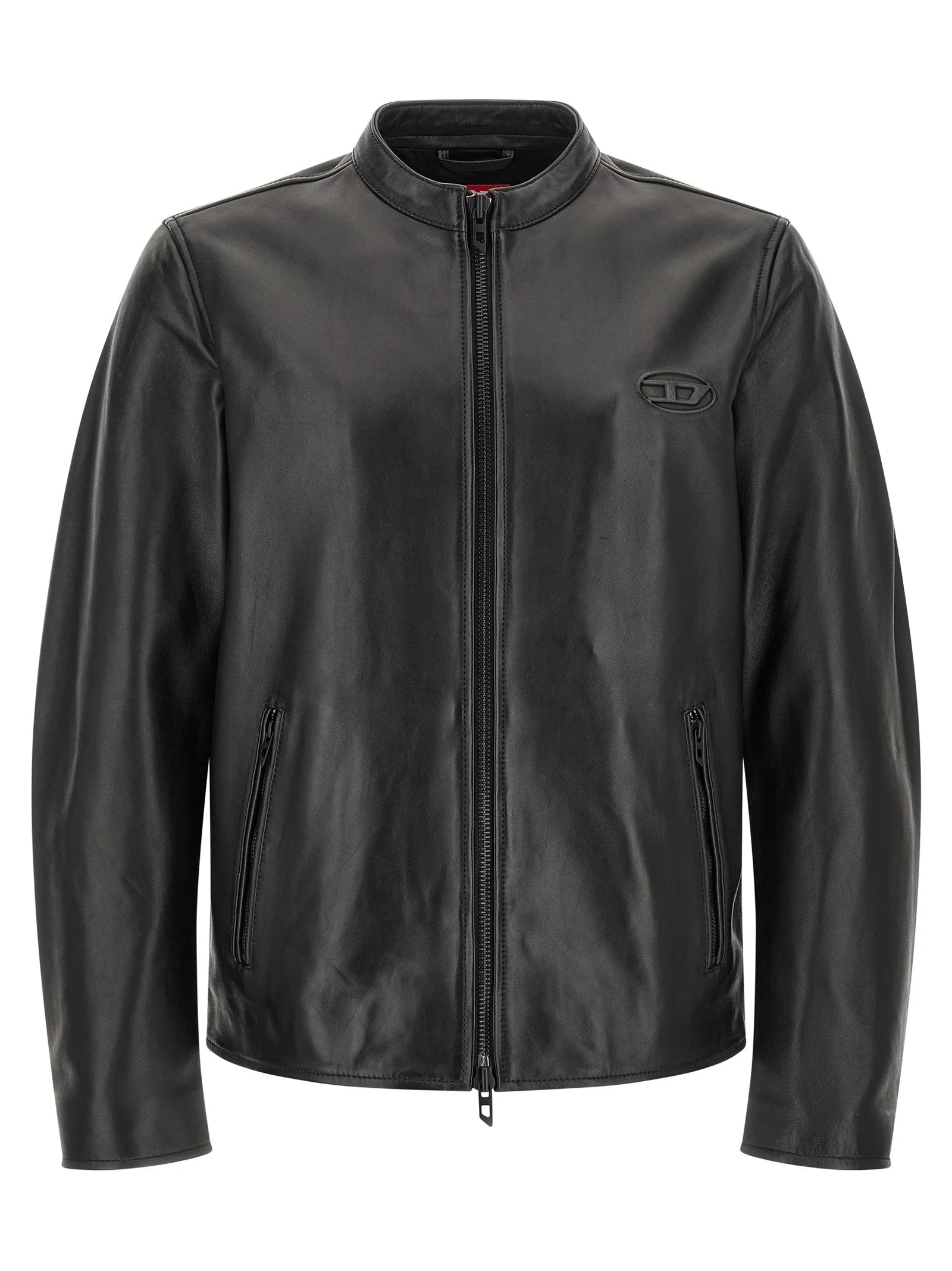 Diesel Black Lamb Leather Leather Jacket - 48 | M