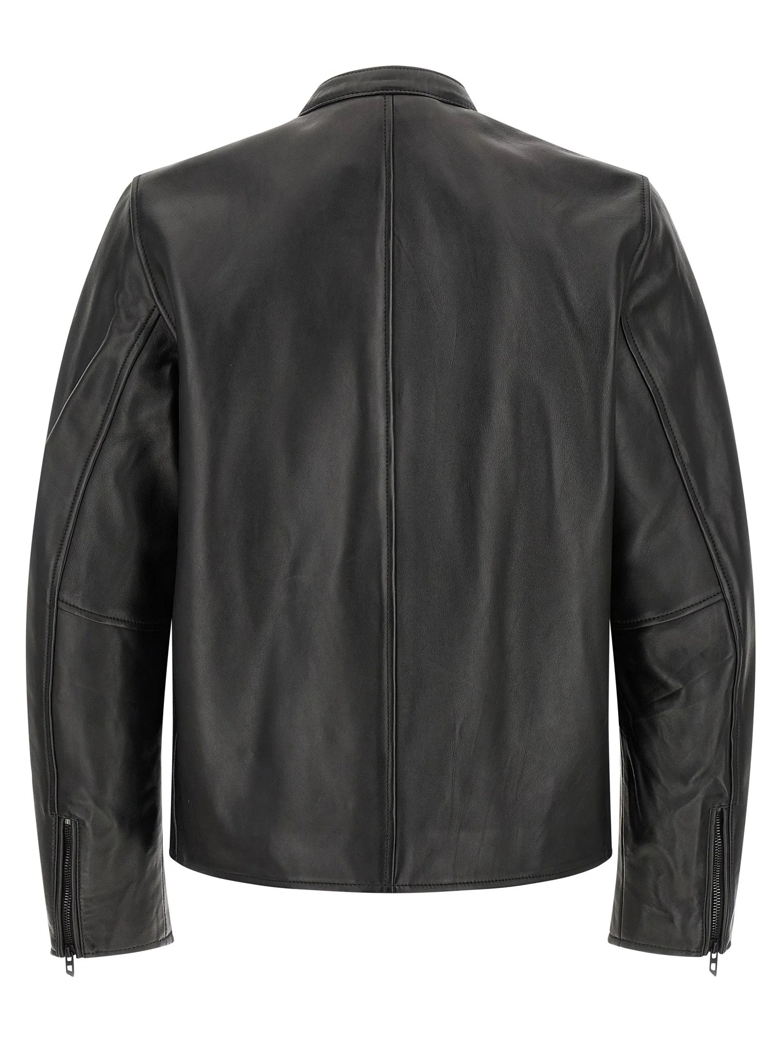Diesel Black Lamb Leather Leather Jacket - 48 | M