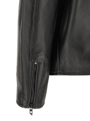 Diesel Black Lamb Leather Leather Jacket - 48 | M