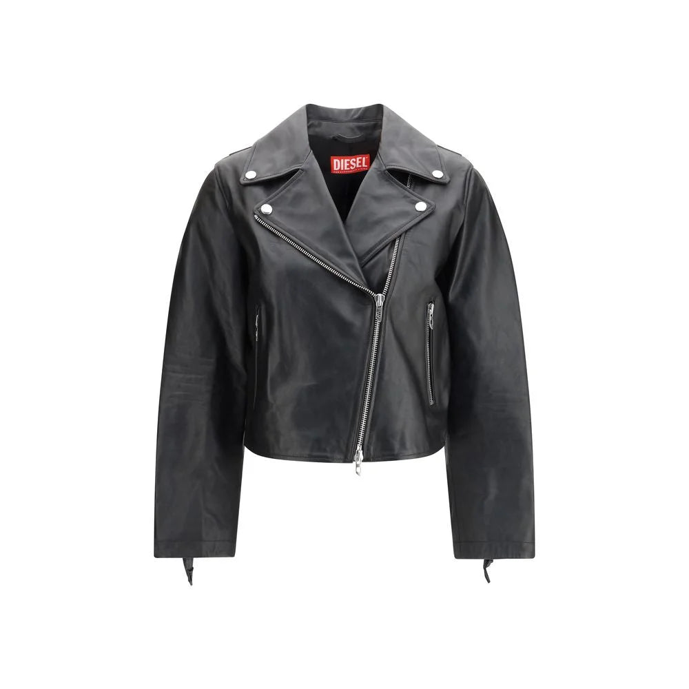 Diesel Black Leather Jacket - IT40 | M