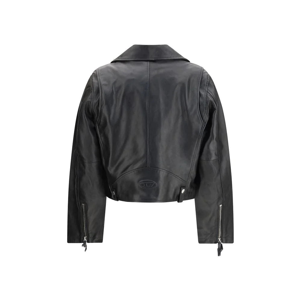 Diesel Black Leather Jacket - IT40 | M