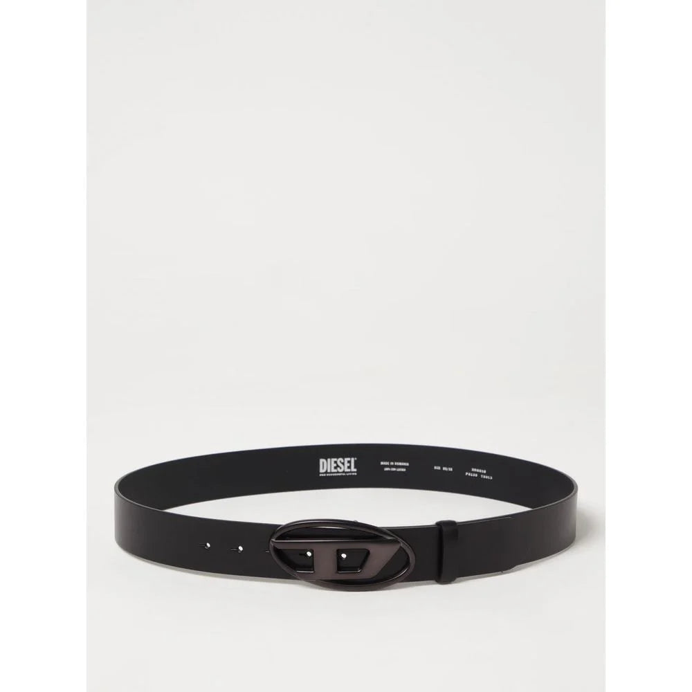 Diesel Black Leather Regular Belt - 90 cm / 36 Inches