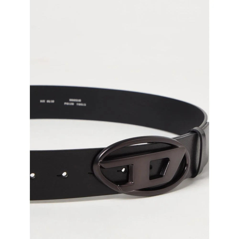 Diesel Black Leather Regular Belt - 90 cm / 36 Inches - Belts