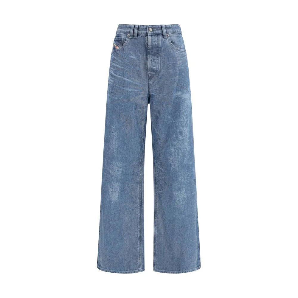 Diesel Blue Cotton Relaxed Fit Jeans