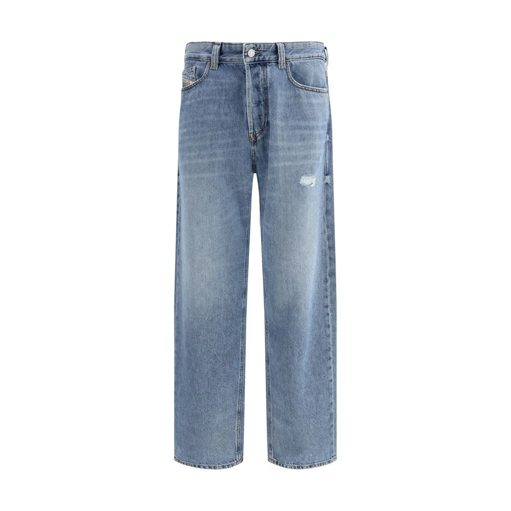 Diesel Blue Cotton Relaxed Fit Jeans