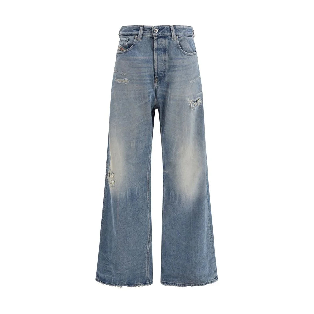 Diesel Blue Cotton Relaxed Fit Jeans