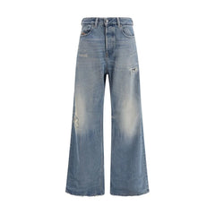 Diesel Blue Cotton Relaxed Fit Jeans