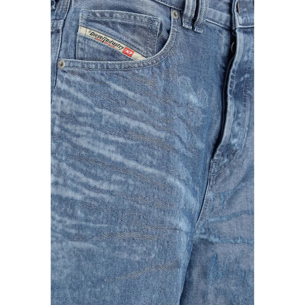 Diesel Blue Cotton Relaxed Fit Jeans