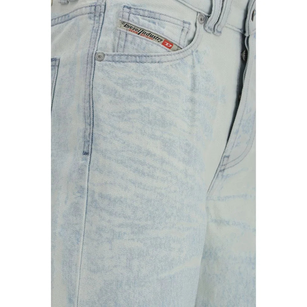 Diesel Blue Cotton Straight-Leg Jeans