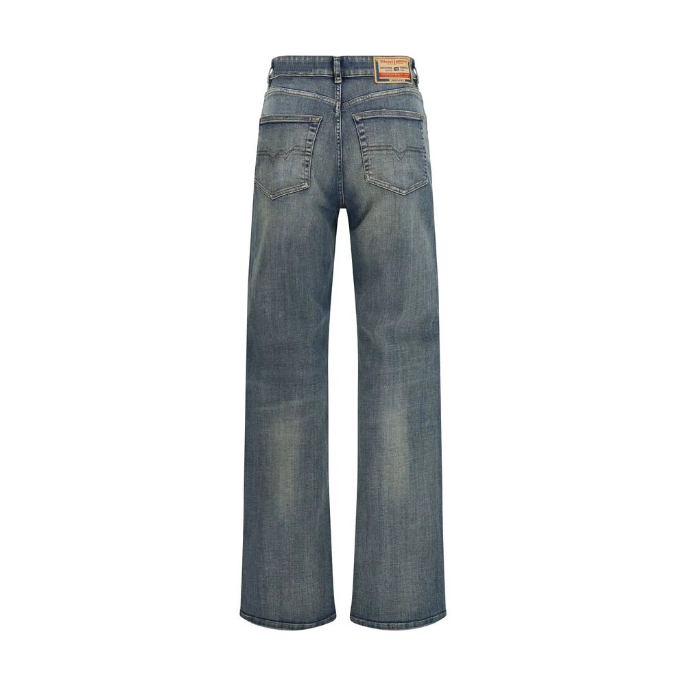 Diesel Blue Cotton Straight-Leg Jeans - Jeans