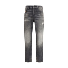 Diesel Gray Cotton Relaxed Fit Jeans