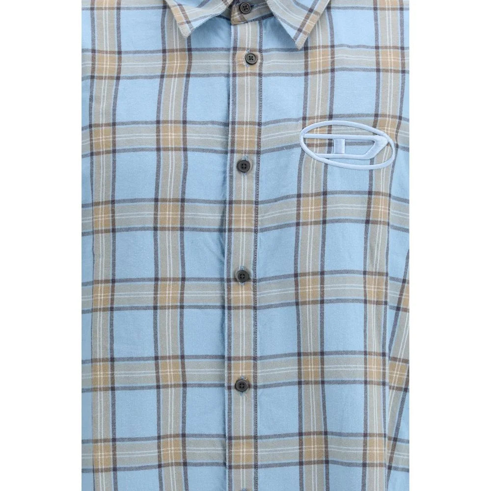 Diesel Light Blue Cotton Pattern Shirt