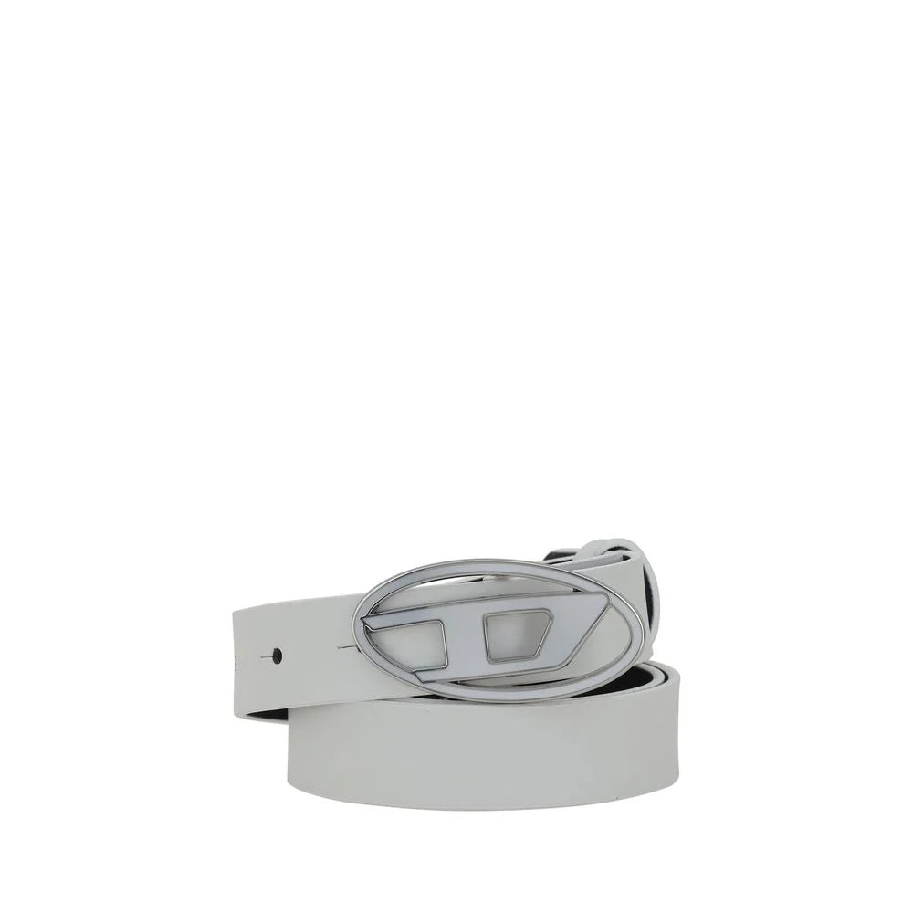 Centură Diesel albă din piele de vițel Bos Taurus regular