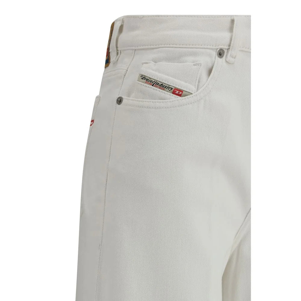 Diesel White Cotton Flared Jeans