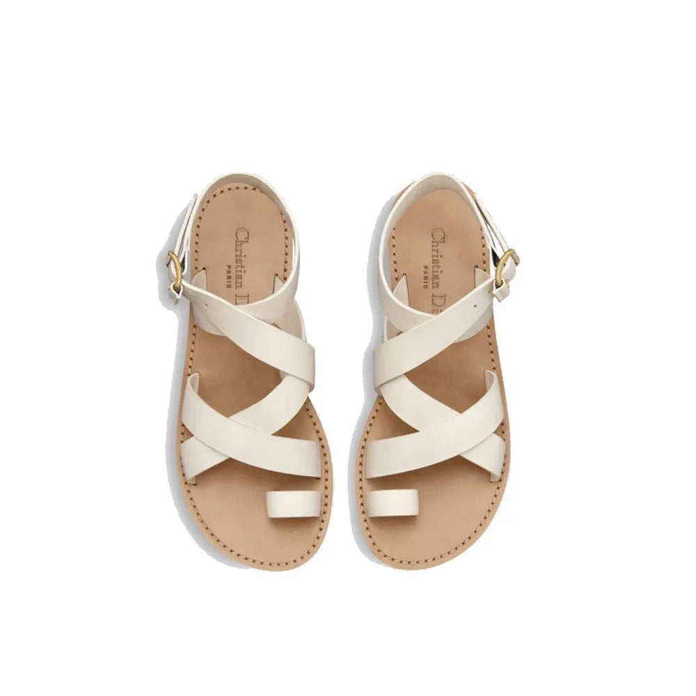 Dior Sun Leather Flat Sandals - EU38/US8 - Sandals