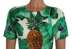 Dolce & Gabbana A-Line Banana Leaf Pineapple Crystal Dress - Dresses