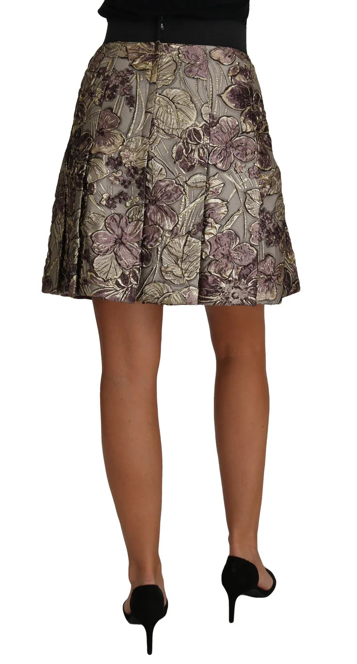 Dolce & Gabbana A-Line Mini Floral Print Jaquard Skirt - IT40|S - Skirts
