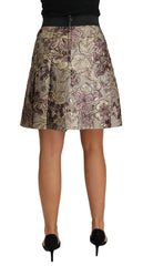 Dolce & Gabbana A-Line Mini Floral Print Jaquard Skirt - IT42|M - Skirts
